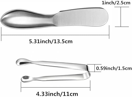 Miniatura 2 de Juego de cuchillos esparcidores,6 cuchillos esparcidores de queso y mantequilla,Mini pinzas para servir,Cuchillos de mantequilla multiusos de acero
