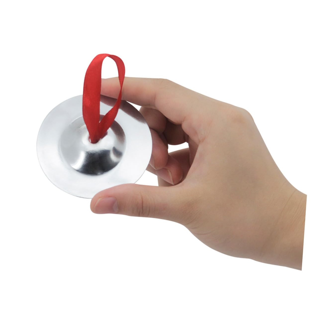 GALPADA 1 Pair Mini Finger Cymbals for Dancer Silver Musical Percussion Zills Compact Durable Cymbals for Evening Parties Rhythm Making Easy to Store with Sling