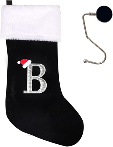 Vista 232 de Medias de Navidad con monograma de 20 pulgadas con letras, medias de Navidad súper suaves, medias grandes con monograma, medias de letras rojas