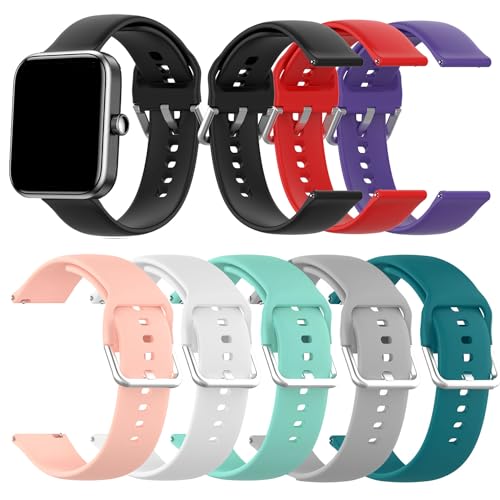 RuenTech Compatible with FITVII HM57 HM78 & Morepro HM78 Smart Watch Bands, Replacement Flexible Silicone Bands for FITVII HM57 HM78 & Morepro HM78 1.83'' Smartwatch (8-Pack)