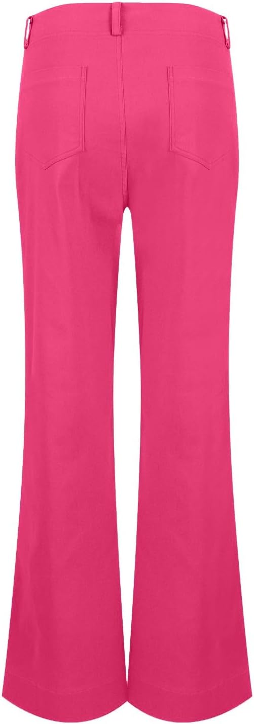 Casual Flare Pants for Women Classic Stretch Twill Pants High Waisted Chino Pants Comfy Wide Leg Pants with Pockets - Image 4