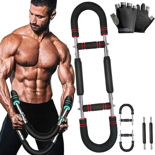 Trenavo - Power Trainer Für Brust Und Oberarme, U-Förmiger Twister Unterarmtrainer Verstellbares 66–110 Lb, Abnehmbarem Tragbarer Design Zuhause Muskelaufbau Kraftrainingsgeräte (A-Schwarzrot)