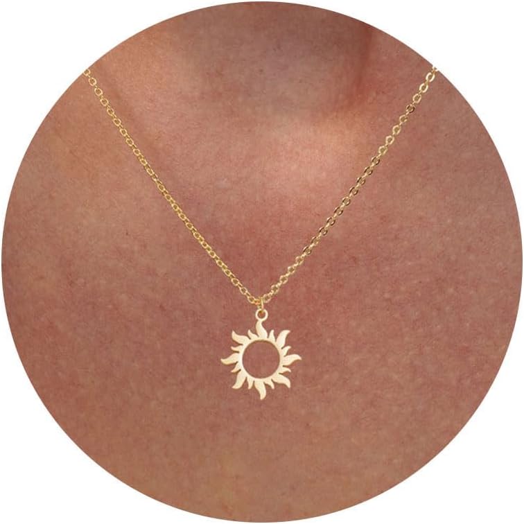 VRIUAGold Necklace for Women - 14K Gold Plated Dainty Italian Horn Star of David Butterfly Sun Lotus Volleyball Baseball Cowboy Boots Necklace Jewelry Everyday for Women