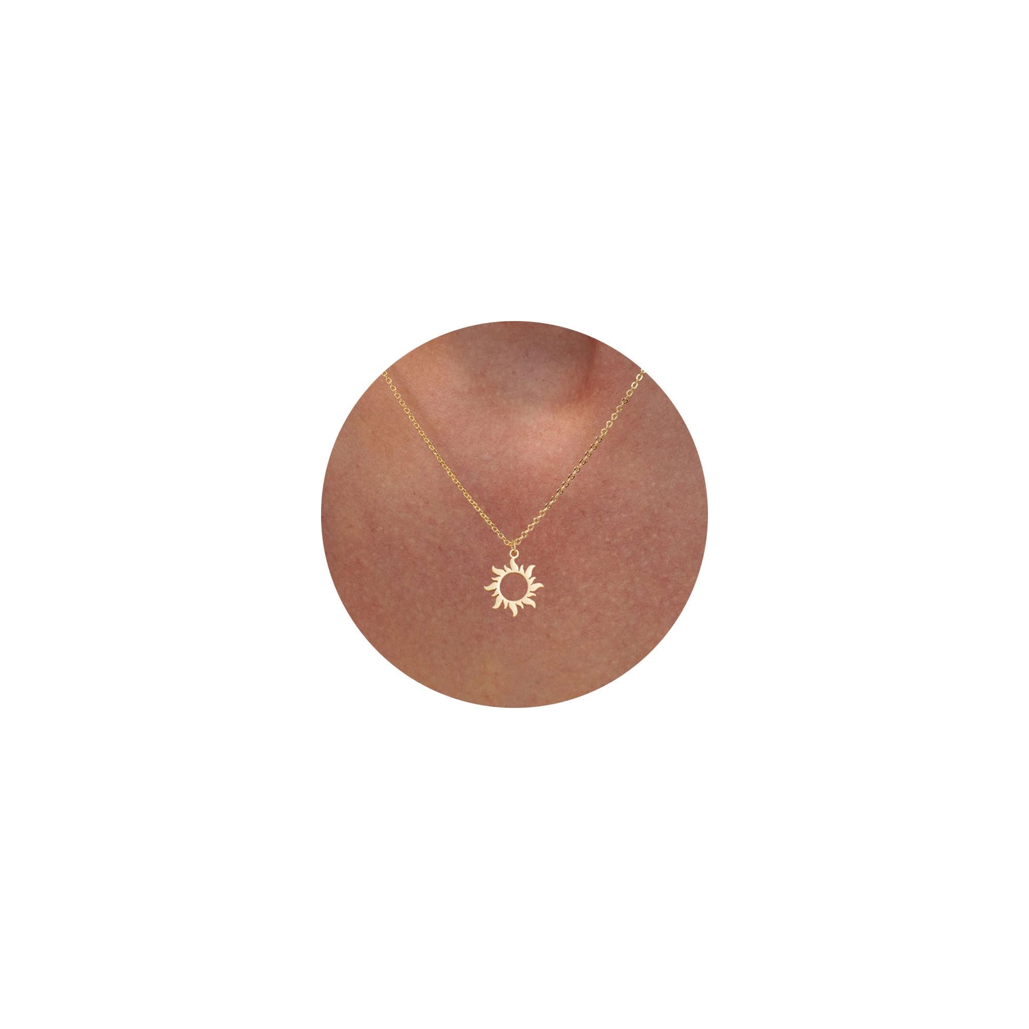 VRIUAGold Necklace for Women - 14K Gold Plated Dainty Italian Horn Star of David Butterfly Sun Lotus Volleyball Baseball Cowboy Boots Necklace Jewelry Everyday for Women