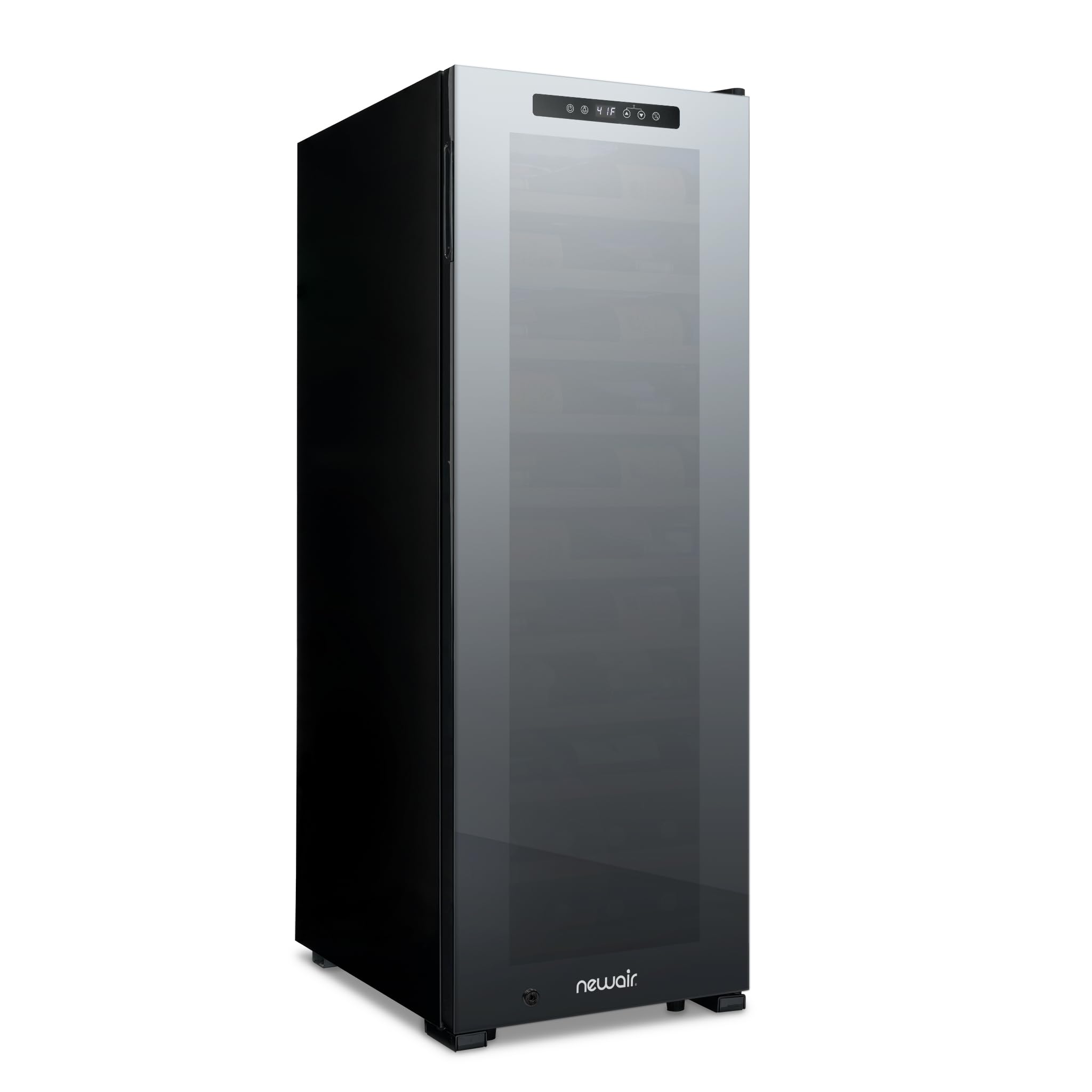 Newair Shadow Series Wine Cooler Refrigerator 62 Bottle, Freestanding Mirrored Wine Fridge with Double-Layer Tempered Glass Door & Compressor Cooling for Reds, Whites, and Sparkling Wine