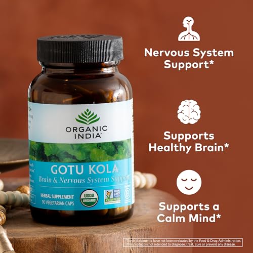 ORGANIC INDIA Gotu Kola Herbal Supplement - Adaptogen for Brain & Nervous System Support, Vegan, Gluten-Free, Kosher, USDA Certified Organic, Non-GMO, Calming, Mental Clarity - 90 Capsules - Image 4