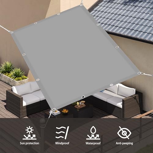 Toldo Vela de Exterior para Jardín y Piscina Lluvia y Sol Rectangular Gris 4