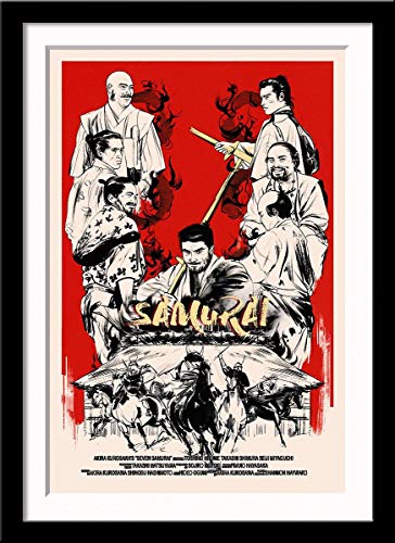 Image of Tallenge - Seven Samurai - Akira Kurosawa 1954 Japanese Cinema Movie Poster- Small Framed Poster(Paper,12 x 17 inches, MultiColour)