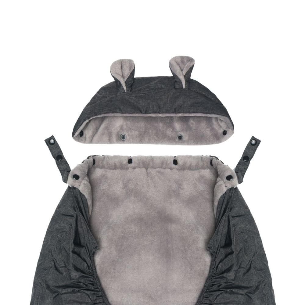Fillikid Couverture de portage pour bébé - Protection coupe-vent et imperméable aux intempéries avec doublure en polaire, capuche et poche chauffe-mains - Ajustement universel