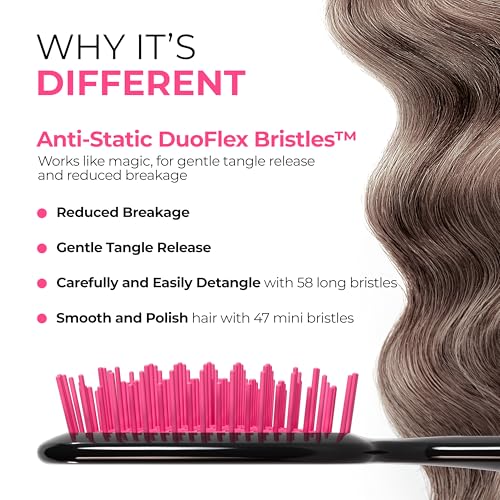 Image of FHI Heat UNbrush Detangling Brush for Pain-Free Brushing on All Wet or Dry Hair Types - Durable DuoFlex Anti-Static Bristles, Lightweight Handle, Vented Hair Brush, Cherry Blossom