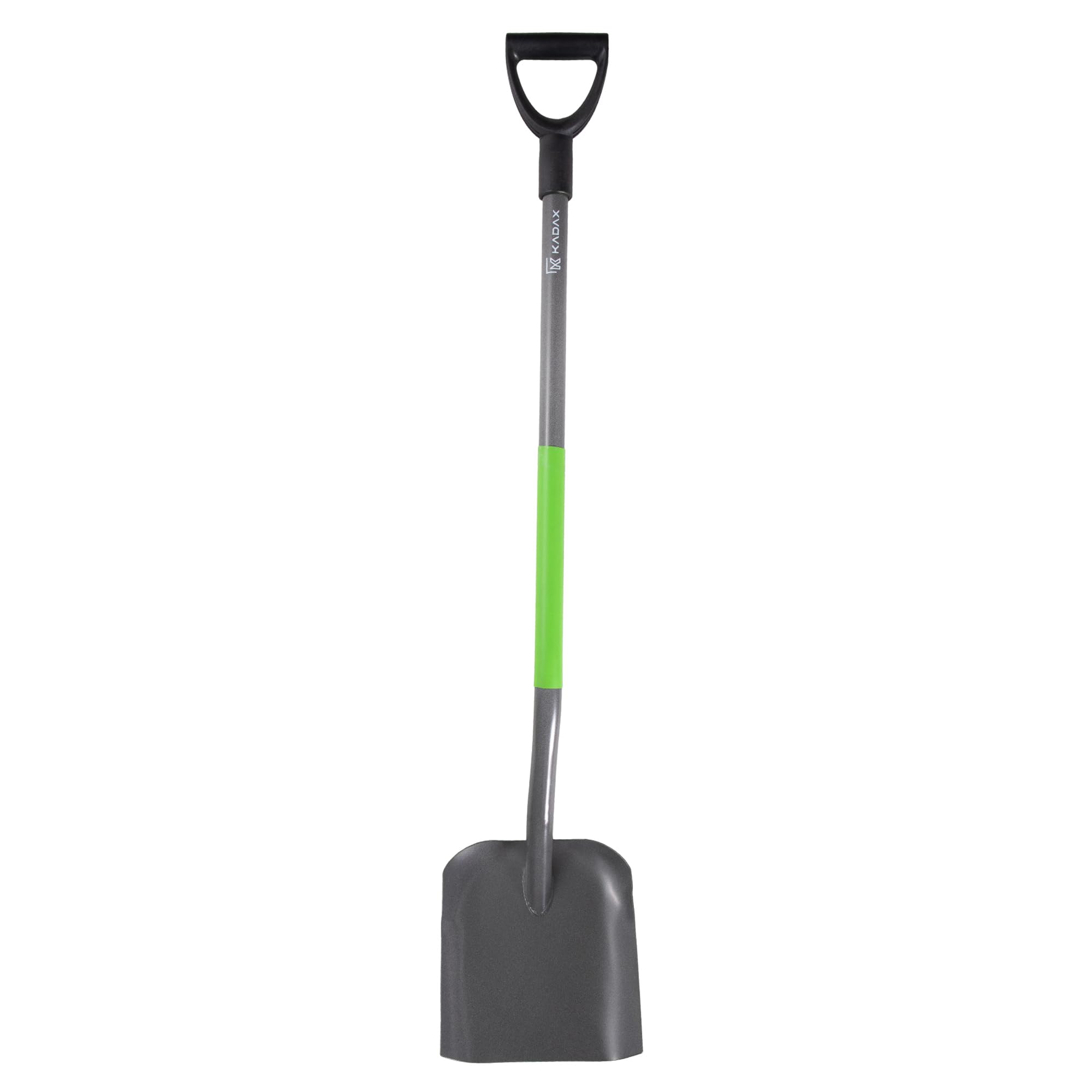 KADAX Sandschaufel für BAU-und Gartenarbeiten, Robuster Gartenspaten, Gartenschaufel, Gartenwerkzeug, Bauschaufel mit D-Griff und Stahlstiel, Spatenschaufel (Grün-Grau)