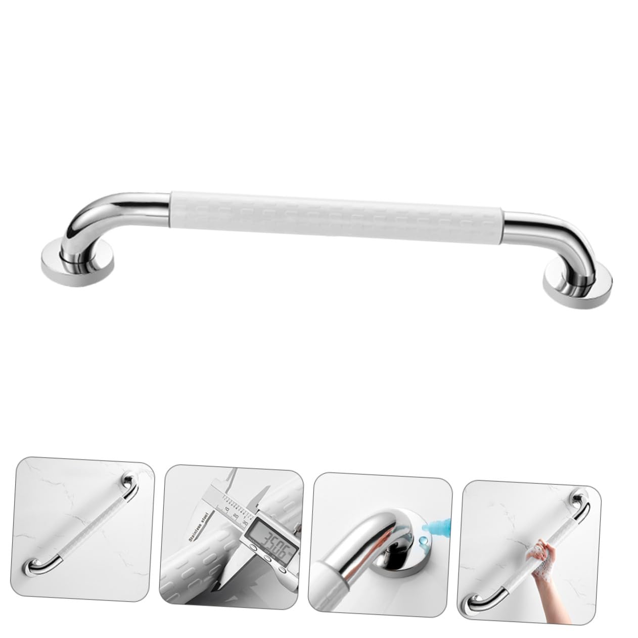 Barra de Seguridad para Baño Antideslizante de Acero Inoxidable con Anillo Luminoso Asidero Ergonómico y Resistente para Mayores y Ducha
