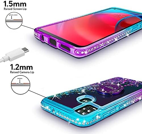 Silverback for Moto G Stylus 5G Case (2021) with Ring Stand Kickstand, Women Girls Bling Holographic Sparkle Glitter Cute Cover, Diamond Ring Protective Phone Case for G Stylus 5G 2021,Purple
