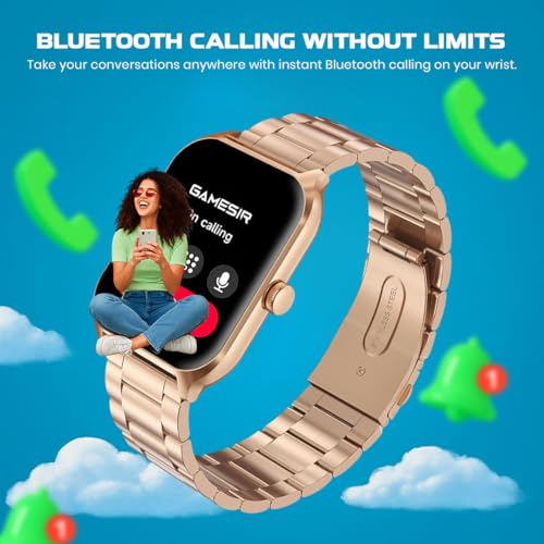 Image of GameSir H9 Smartwatch - Big Display | Bluetooth Calling | Heart Rate & SpO2 Monitor | 100+ Sports Modes | Long Battery | IP68 Waterproof | TFT Display | Design for Men & Women (Metal Gold)