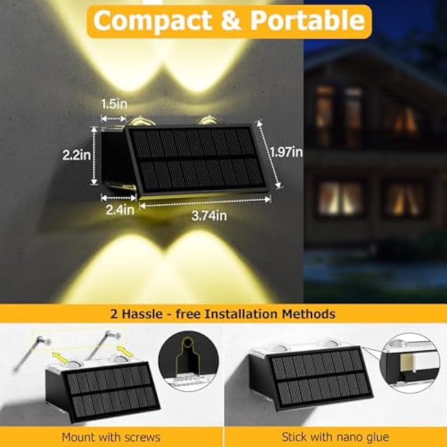 LuxiGlowra Solar Fence Lights Wall Mount Sconce Light Warm & Cool White RGB