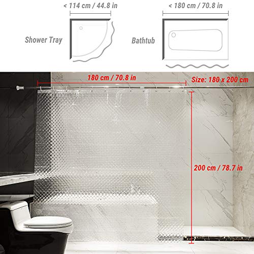 ecooe Douchegordijnen 3D waterkubus douchegordijn transparant 100% Eva-materiaal waterdicht anti-schimmel, 180 x 200 cm… - Image 3