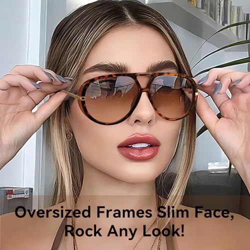 Dollger Oversized Aviator Sunglasses for Women Trendy Retro Large Frame Designer Ladies Shades Sunglasses3