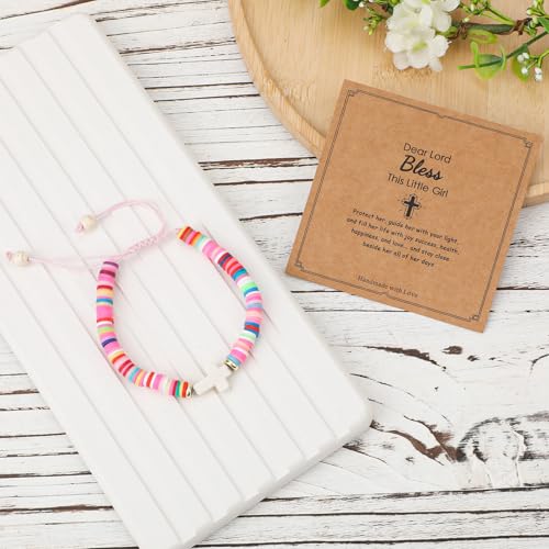 Cross Bracelet for Girls, Dear Lord Bless This Little Girl Bracelet Colorful Christian Jesus Religious Bracelets for Kids Jewelry Gifts for Teenage Women Daughter Sister Christmas , Catholic Gifts3