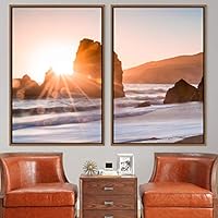 2 Piece Framed Canvas Wall Art Sunset Canvas Prints Home Artwork Decoration for Living Room,Bedroom - 16