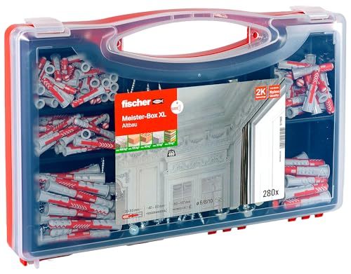 fischer Meister-Box XL Altbau 280-teiliges Dübel- Schraubenset 6-10 mm Durchmesser 30-80 mm Länge für Heimwerker und Profis Universaldübel DuoPower optimal für Wände und Untergründe im Altbau