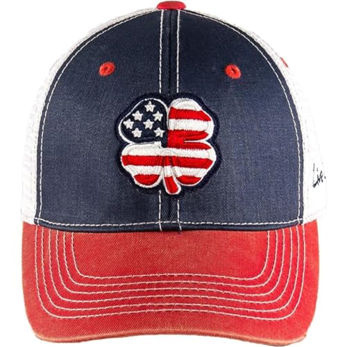 Black Clover Unisex USA American Flag Two-Tone Vintage Adjustable Snapback Cap Mesh Trucker Golf Hat