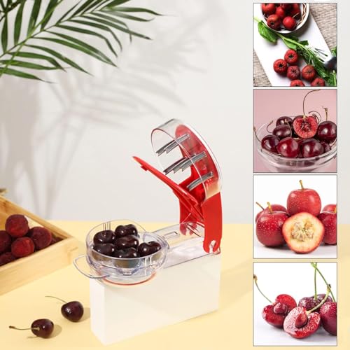 Foto von zwetschgenentsteiner, 6 Olivenentkerner mit lebensmittelechtem Silikonbecher, handgehaltenes Kirschrot Datteln Entsteinungsgerät für die Herstellung der Kirschkuchen Pasty, Obstschäler