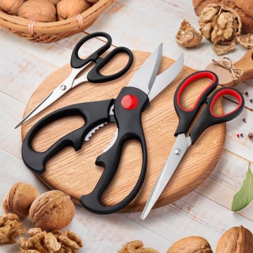 Kitchen Shears Set - QtoiKce Kitchen Scissors 3 Pack All Purpose Poultry Shears,Stainless Steel Sharp Utility Cooking Scissors for Home - 5
