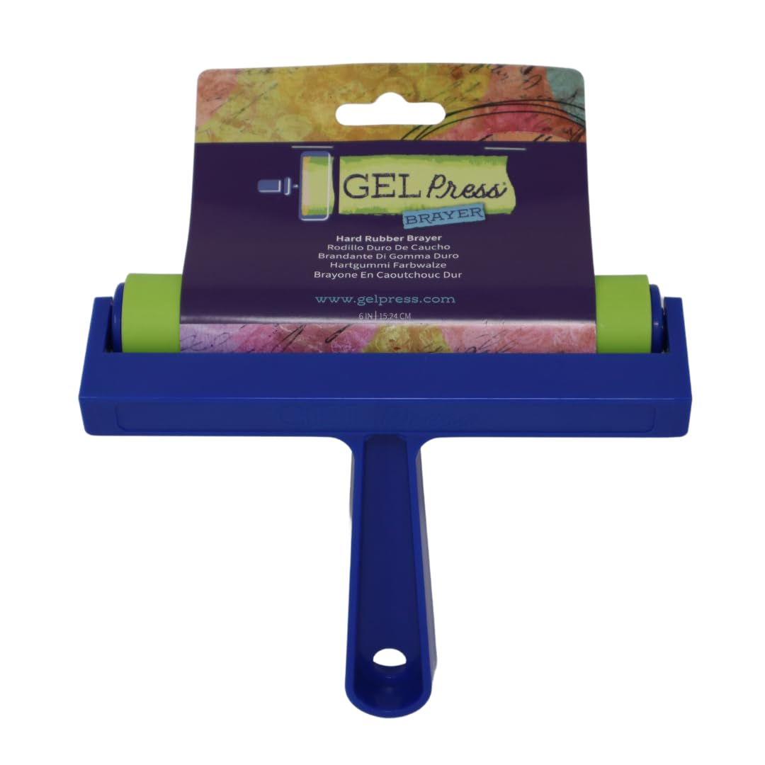 Gel Press Rubber Brayer - for Printmaking, Scrapbooking, Paper Crafts, Home Decor & More - 6 Inches, Blue & Green