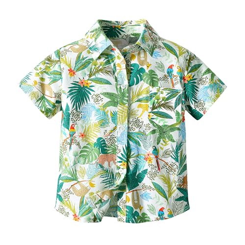 Toddler Boys Hawaiian Shirt Kids Short Sleeve Button Down T Shirts Little Boy Beach Clothes Print Aloha Tops 1-7 Years