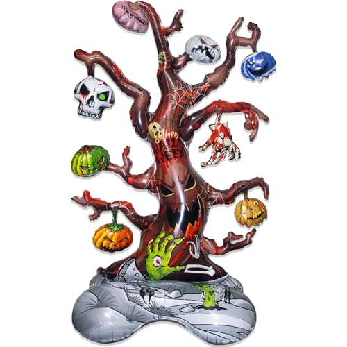Image of Rozi Decoration Self Standing Halloween Tree Balloon | Skeleton Theme Foil Balloon for Haunted Happy Halloween Theme Decorations, 1 Piece