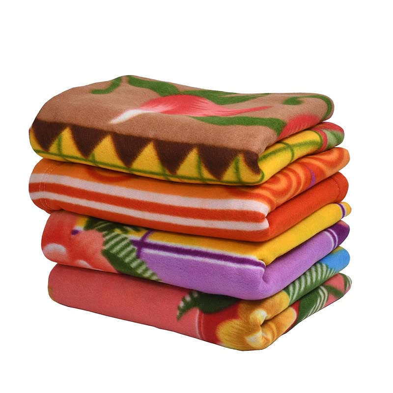Luxury Trends Polo Printed Fleece Single Bed Blanket -Set of 4 (Multicolour, Standard Size 58 * 85 inch)