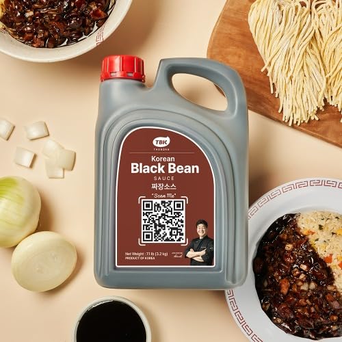 TBK THEBORN Korean Black Bean Sauce, Jjajang Style Savory Black Bean Flavor for Noodles, Rice, Tteokbokki, and Easy Korean Home Cooking, Bulk Size, 7.1 lb (3.2 kg)