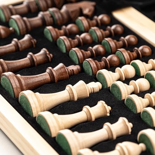 A&A 15" Magnetic Wooden Chess Set, Handmade 3" King Height Chess Pieces with 2 Extra Queen, Portable Travel Chess Set, Chess Game Sets - image 7