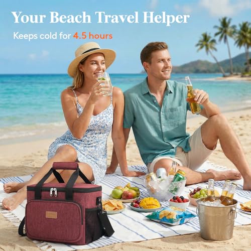 Image of Lifewit Large Lunch Bag, Insulated Lunch Box, Soft Cooler Cooling Tote for Adult Men Women, Burgundy 24-Can (15L)