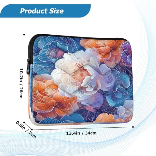 Funda para Laptop 13-14 Pulgadas Azul Naranja Floral miniatura 3