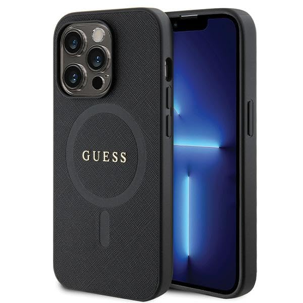 Guess GUHMP14LPSAHMCK Coque Rigide pour iPhone 14 Pro 6,1" Noir Saffiano