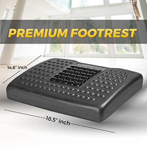 Halter Adjustable Under Desk Home Office Foot Rest with Rollers for Foot Massage, Black