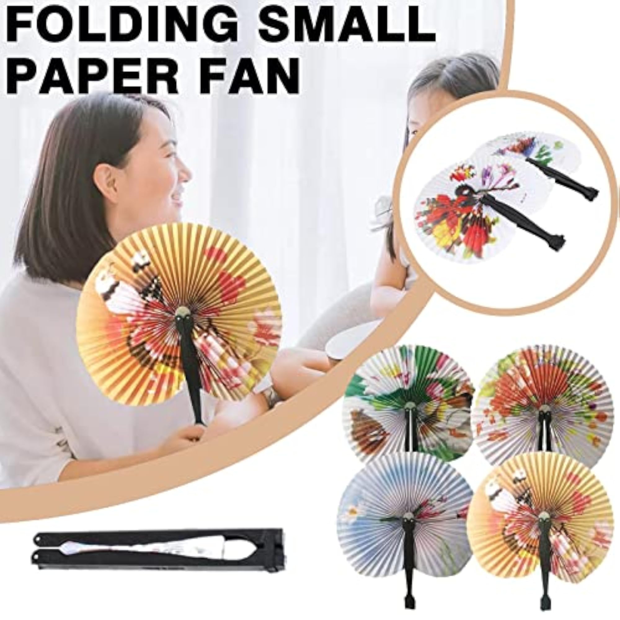 Creative Retro Windmill Small Round Paper Hand Fan