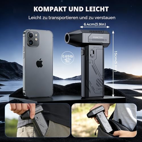 Druckluft-Luftreiniger, 180.000 U/min Super Power kabelloser elektrischer Luftreiniger, 7500 mAh wiederaufladbarer bürstenloser Motorlüfter, 3-Gang verstellbarer Turbo-Ventilator-Luftreiniger für