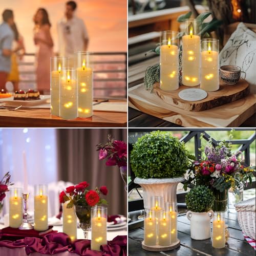 Image of YOROXRG 24 Pack Christmas Decoration Flickering Flameless Candles,Battery Operated Candles,LED String Lights LED Candles for New Year, Home Decor, Parties,Wedding(D2.2 xH 5 inch 6 inch 7 inch) (White)