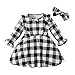 NBAA Mädchen Gekräuseltes Langarm Kariert Bedruckter Prinzessin Kleid + Stirnbänder Kleinkind Kinder Langärmeliges Karomuster Kleid Frühling und Herbst Komfortabel Zweiteiliger Anzug (1-5 Jahre)
