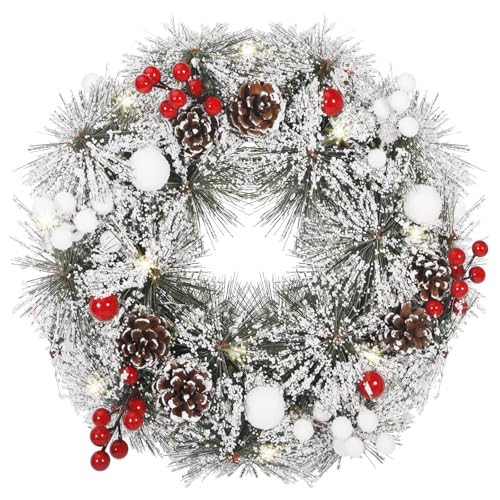 GLOSKIN Tannenkranz künstlich, 30CM Schneeweißer Adventskranz...