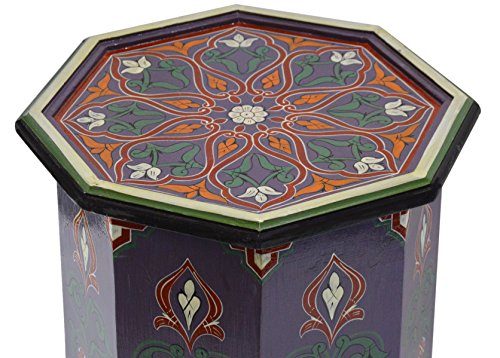 Painted Wood Moroccan Wood Side End Table Corner Coffee Handmade Hand Painted Moorish Purple #TOP3