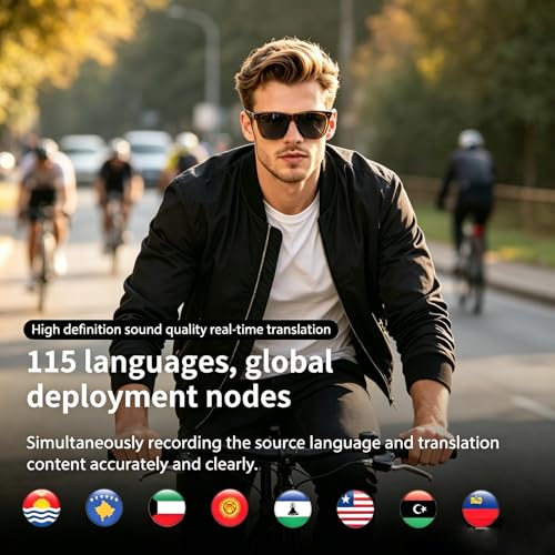 Image of AI Smart Glasses for Men Women, Bluetooth Translation Glasses with 169 Language, Auto On /Off by Wearing Sensor, Wide Face, UV400 polarized lens, Audio Smart Sunglasses for Travel Meeting Sports-Brown