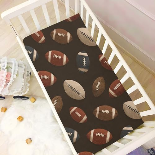 Image of American Football Sport Vintage Crib Sheets Soft Breathable Fitted Baby Crib Sheets Mattress Cover for Girls Boys52 x 28 inch x 9 inch