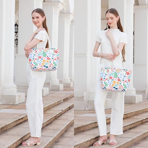 Image of Tote bags for women, tote purse, nylon tote bag, with zipper and pockets, waterproof