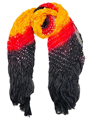 Image of PK HUB Women's Jaipuri Rajasthani Bandhani Dupatta | Art Silk Bandhej Dupatta with Gota Patti Work & Tassels (Free size)