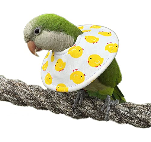 Bird Collars,Adjustable Recovery Collar Parrot Elizabeth Collar for Feather Plucking Feather Protector Shield with Soft Padded Cotton Neck Cone Anti-bite Anti-Licking Wound Healing (L,Yellow Chick)