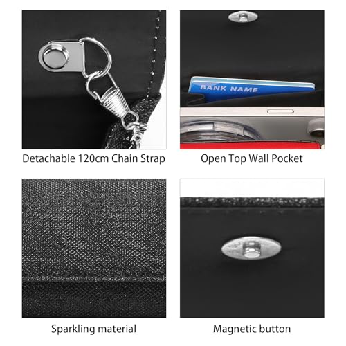 Image of RNIEGA Clutch Purses for Women, Evening Bag with Detachable Chain Ladies Sparkling Party Handbag Wedding Bags