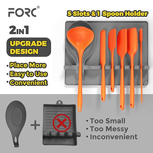 image for Forc Silicone Spoon Rest 2 in 1 Larger Size Silicone Spoon Holder for 